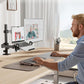 monTEK Monitor Mount and Laptop Stand for Desk, Adjustable Height Monitor Arm Fit up to 32 inch Screen and 17 inch Laptop, Hold up to 22lbs Weight, C-Clamp and Grommet