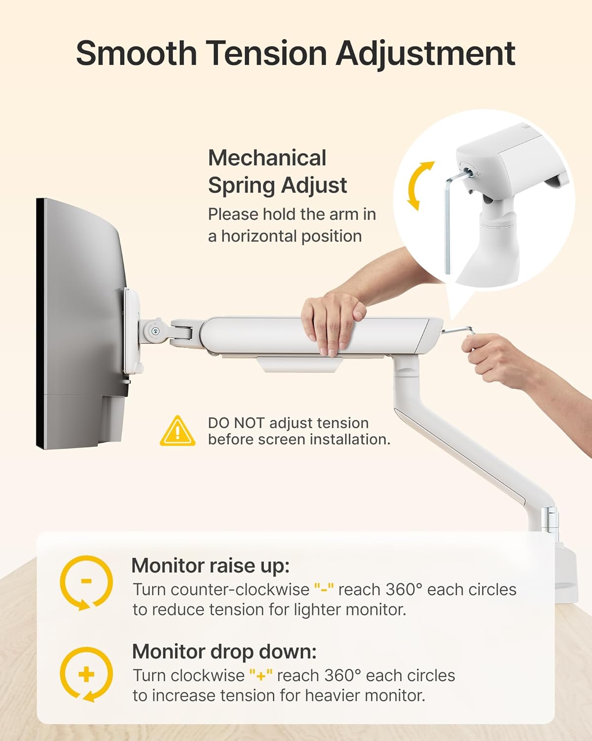 monTEK Dual Monitor Arm, Mechanical Spring Monitor Arm for 17-35" Screens, Adjustable Monitor Desk Mount Each Holds up to 24.2 lbs with C Clamp/Grommet Desk Mount, VESA 75/100mm, MA1011WH-D