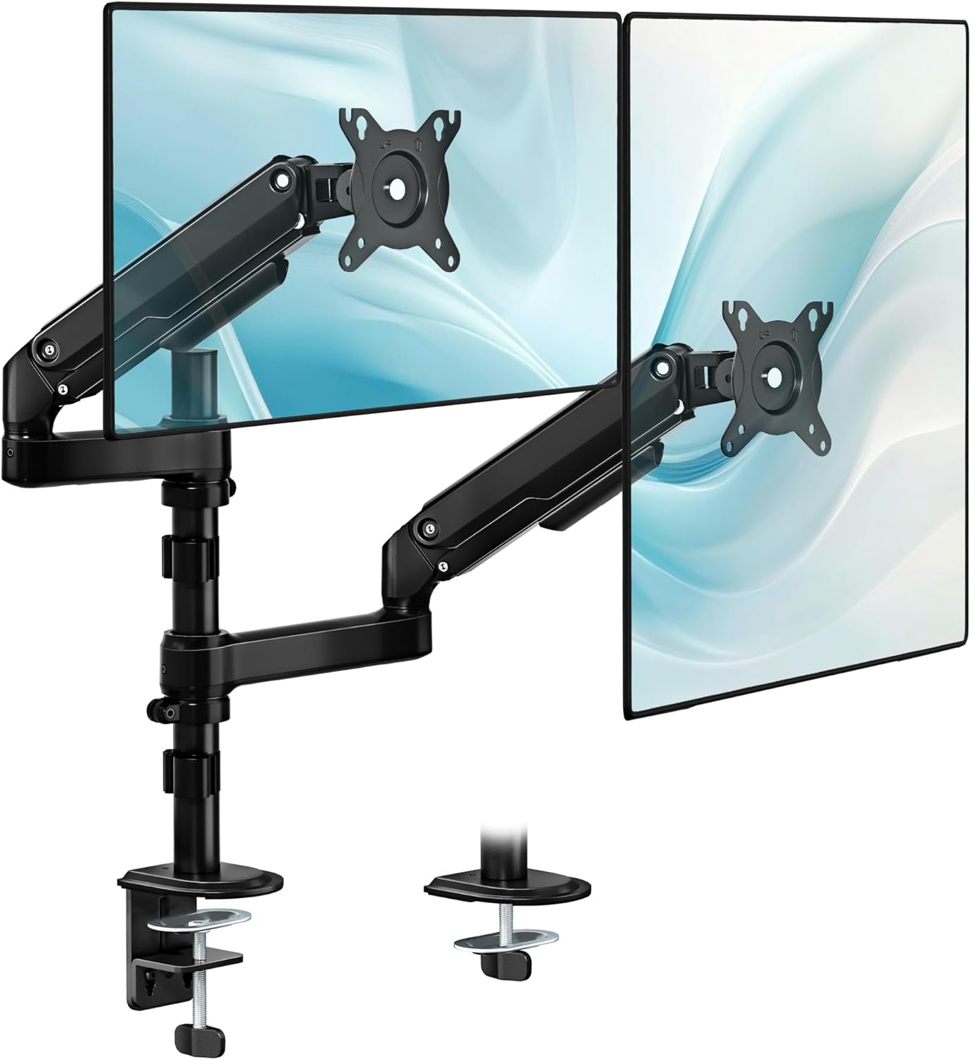 monTEK Vertical Dual Monitor Stand 17-32 Inch, Stacked Monitor Mount for 2 Screens, Full Motion Adjustable with Tilt/Swivel/Rotation, Heavy Duty Steel, VESA 75x75/100x100, Holds up to 19.8 lbs