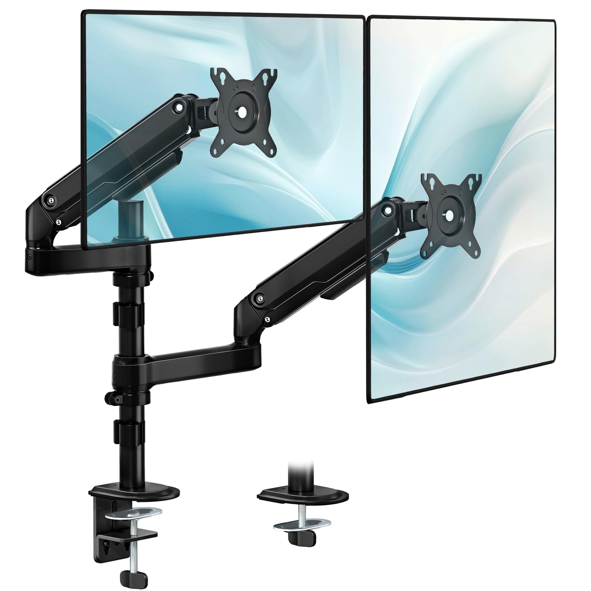 monTEK Tall Single Monitor Arm, Heavy Duty Adjustable Desk Mount for 17–32" Screens, Holds 19.8 lbs, 21 in Max Height, Full Motion Swivel & Tilt, VESA 75/100mm