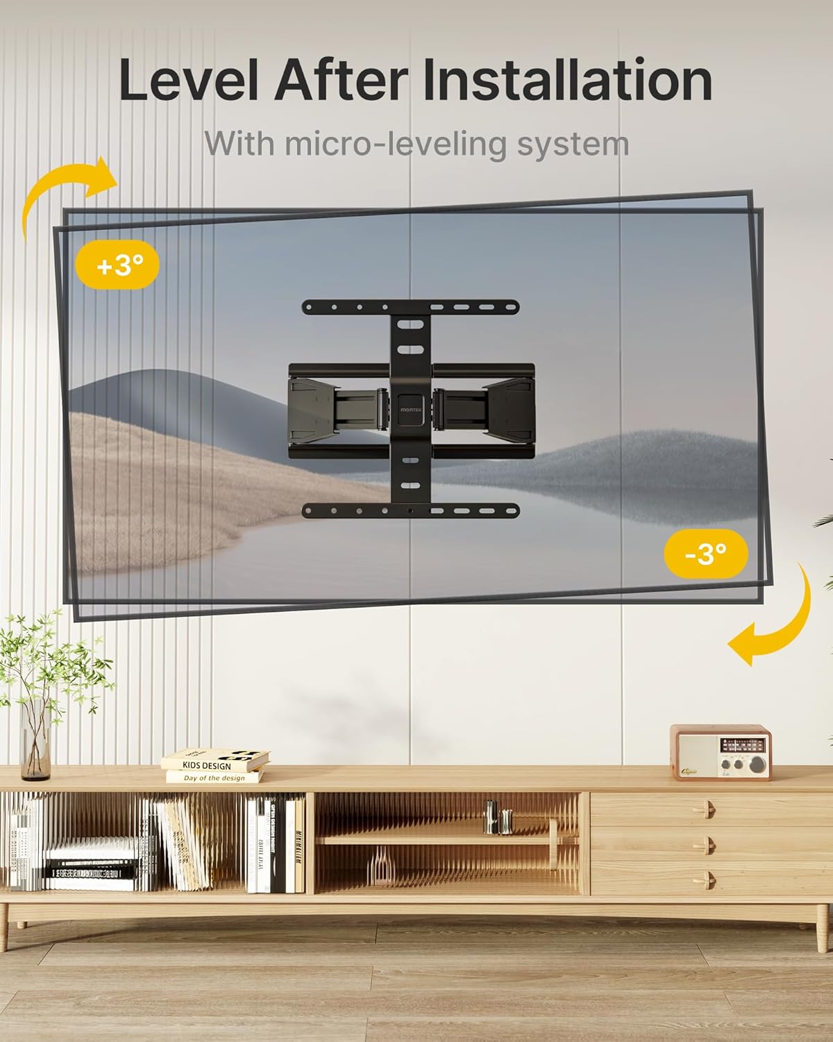 monTEK 0.77" Ultra Slim TV Wall Mount for 37-75 Inch TVs, Thin Low Profile Full Motion TV Wall Mount with Articulating Dual Arms, 4X Weight Tested, Max VESA 400x400mm, Fits 16/18" Studs