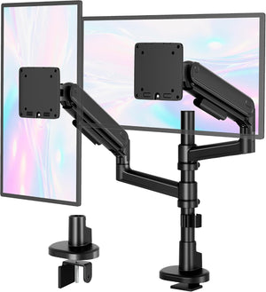 monTEK Dual Vertical Monitor Arm up to 40 inch, Aluminum Heavy-Duty Height Adjustable Stacked Desk Monitor Stand Full Motions Arm Mechanical Spring Holds Up to 26.4lbs,VESA 75x75/100x100,Black