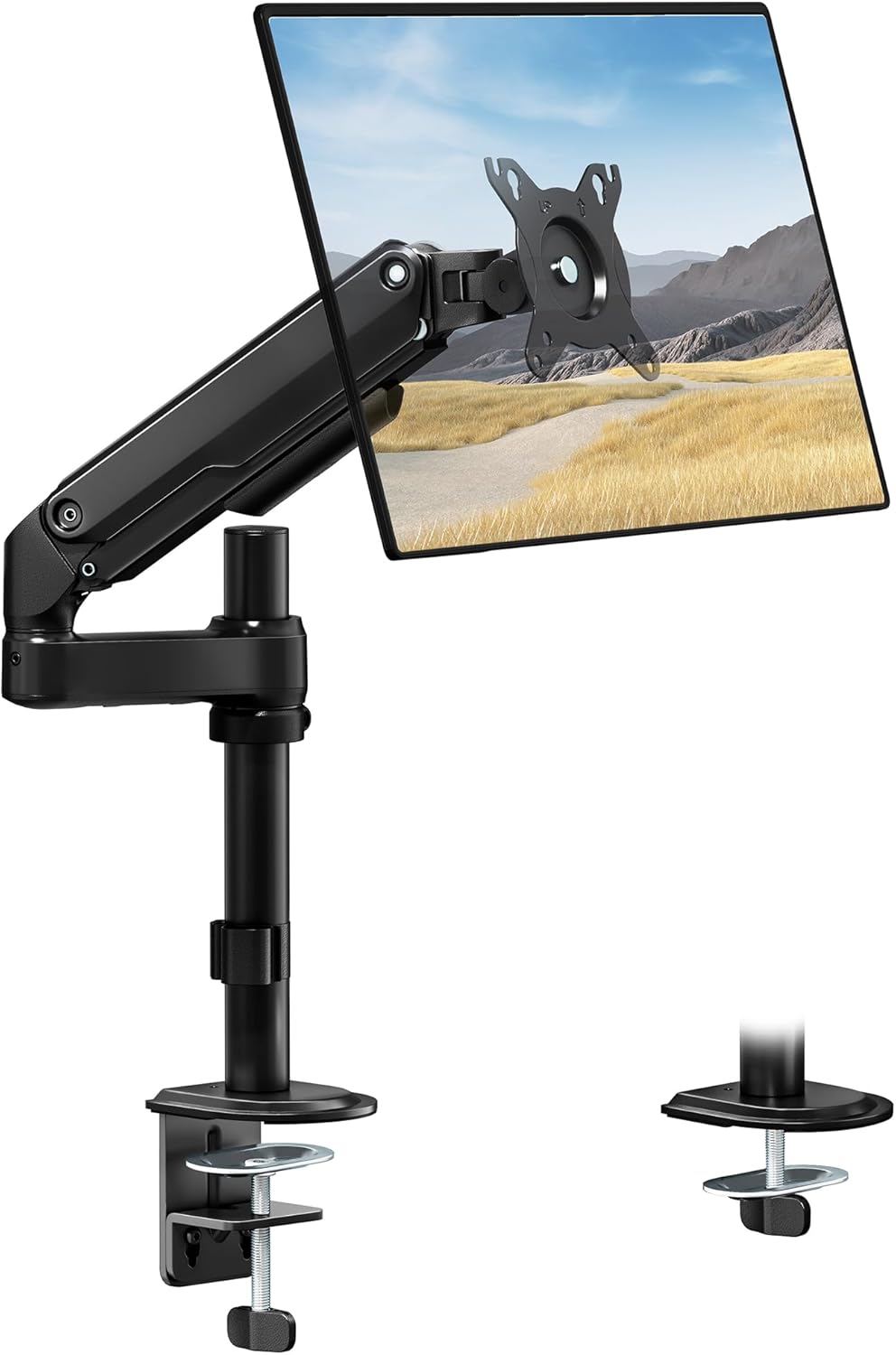monTEK Tall Single Monitor Arm, Heavy Duty Adjustable Desk Mount for 17–32" Screens, Holds 19.8 lbs, 21 in Max Height, Full Motion Swivel & Tilt, VESA 75/100mm