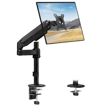 monTEK Tall Single Monitor Arm, Heavy Duty Adjustable Desk Mount for 17–32" Screens, Holds 19.8 lbs, 21 in Max Height, Full Motion Swivel & Tilt, VESA 75/100mm