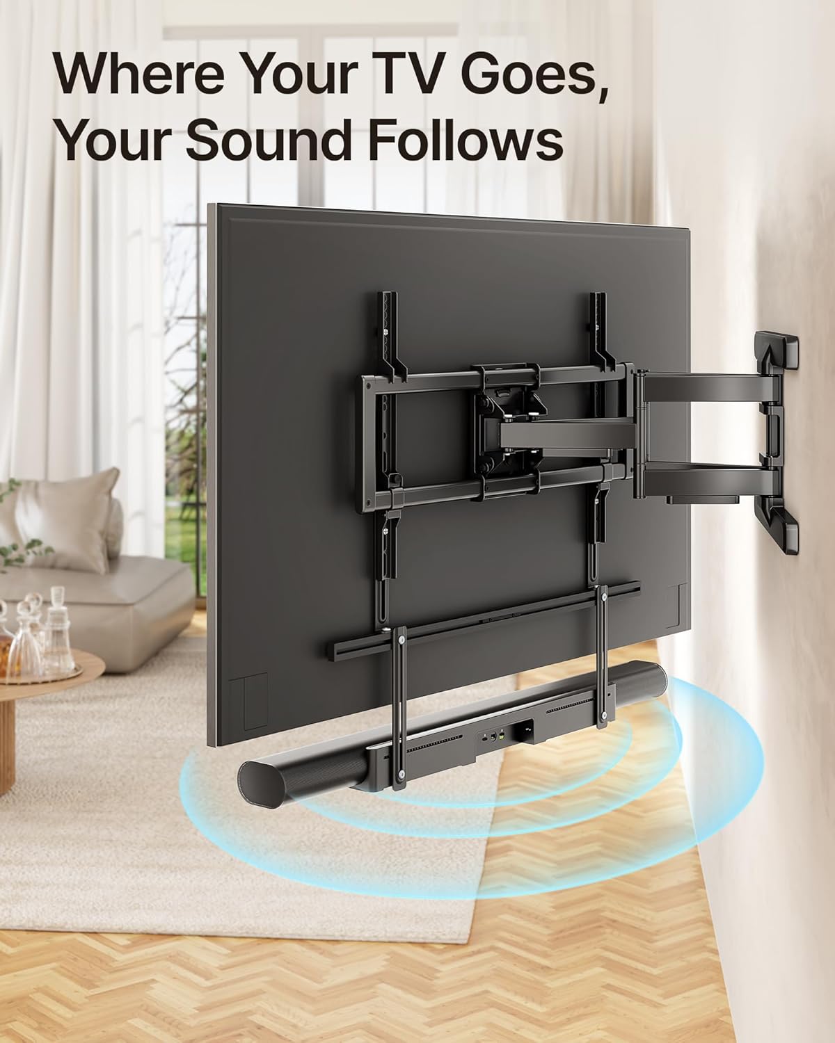 monTEK Soundbar Mount up to 22 lbs fits Sonos Arc/Arc Ultra/Beam/Ray/Playbar, Bose Soundbar 500/700, Samsung & Sony & LG & JBL, Adjustable Soundbar Mount Under TV, Black