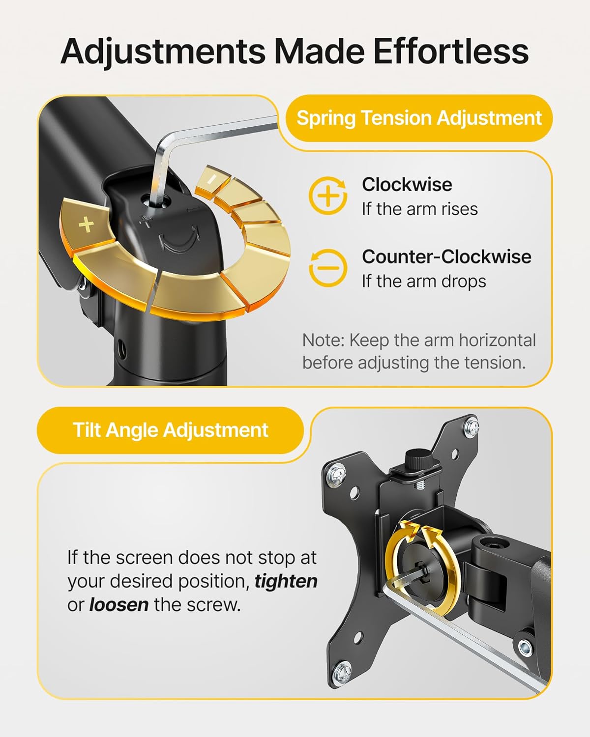 monTEK Heavy Duty Dual Monitor Arm for 17-32” Flat/Curved Screens, Premium Mechanical Spring Monitor Arm up to 19.8 lbs, Full Motion Monitor Desk Mount with Quick-Release VESA 75/100mm, Clamp/Grommet