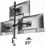 monTEK Triple Monitor Stand Mount, Fully Adjustable Desk Mount for 3 Screen up to 17”-32” and 22lbs Capacity Each Arm, Stable Monitor Arm with C Clamp and Grommet Base, VESA 75x75mm/100x100mm