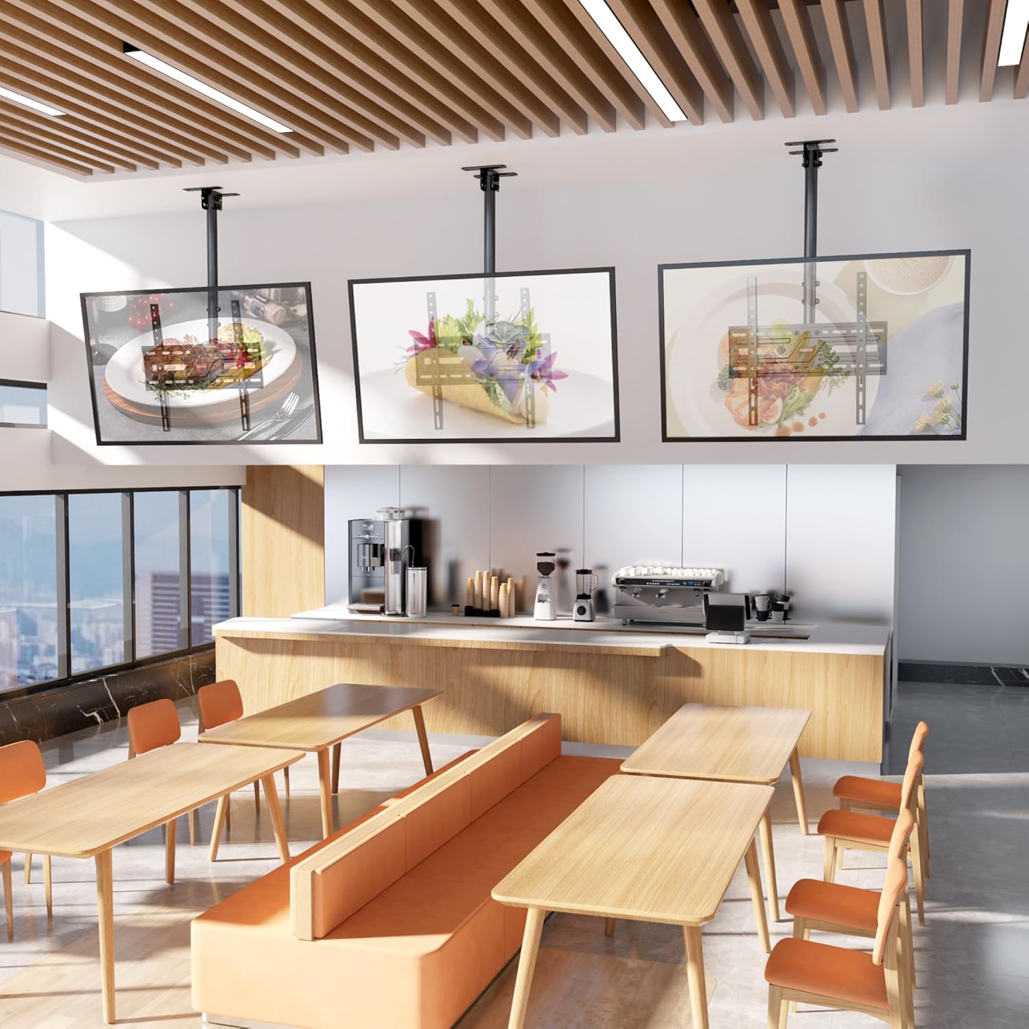 monTEK Ceiling TV Mount for 37-75 inch Flat Screen Displays, Hanging Adjustable Ceiling TV Bracket Fits Most LCD LED OLED 4K TVs, Pole Ceiling Mount Holds up to 110lbs, Max VESA 400x400mm, TM1009C-M