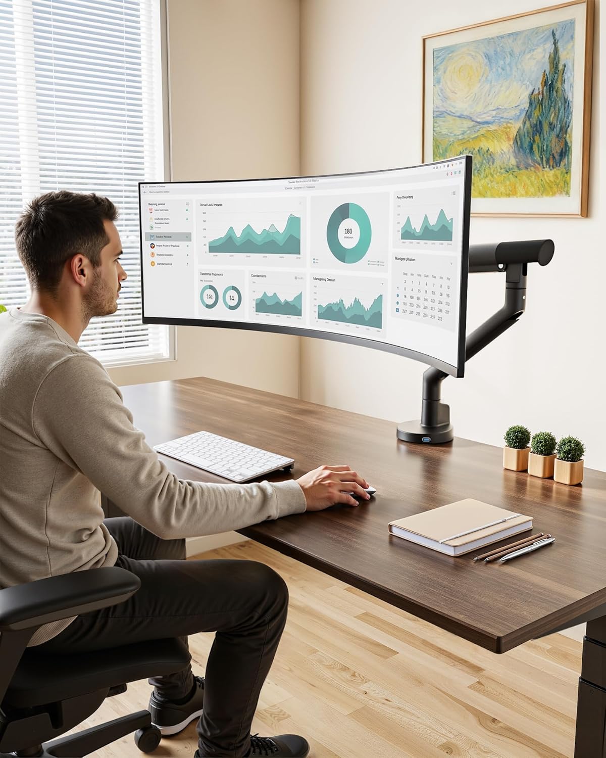 monTEK Single Monitor Arm with USB for 17-40 Inch Screens, Up to 24.3lbs, Heavy Duty Monitor Mount with VESA Mount, Full Motion Adjustment Monitor Stand C-Clamp/Grommet Base,VESA 75/100mm, MA1010UCBK