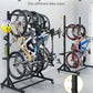 monTEK Freestanding Bike Storage Rack for 5 Bikes, Heavy Duty 350LBS Vertical Bike Stand with 5 Bike Hooks & 6 Helmet Hooks, Indoor and Outdoor Bike Storage Rack with Locking Casters