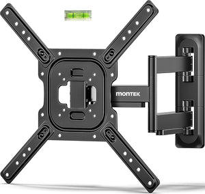 monTEK Full Motion TV Wall Mount for 23–65 Inch Flat & Curved TVs and Monitors, Swivel & Tilt Articulating Bracket, Max VESA 400x400mm, Holds up to 77 lbs, Perfect Center Design
