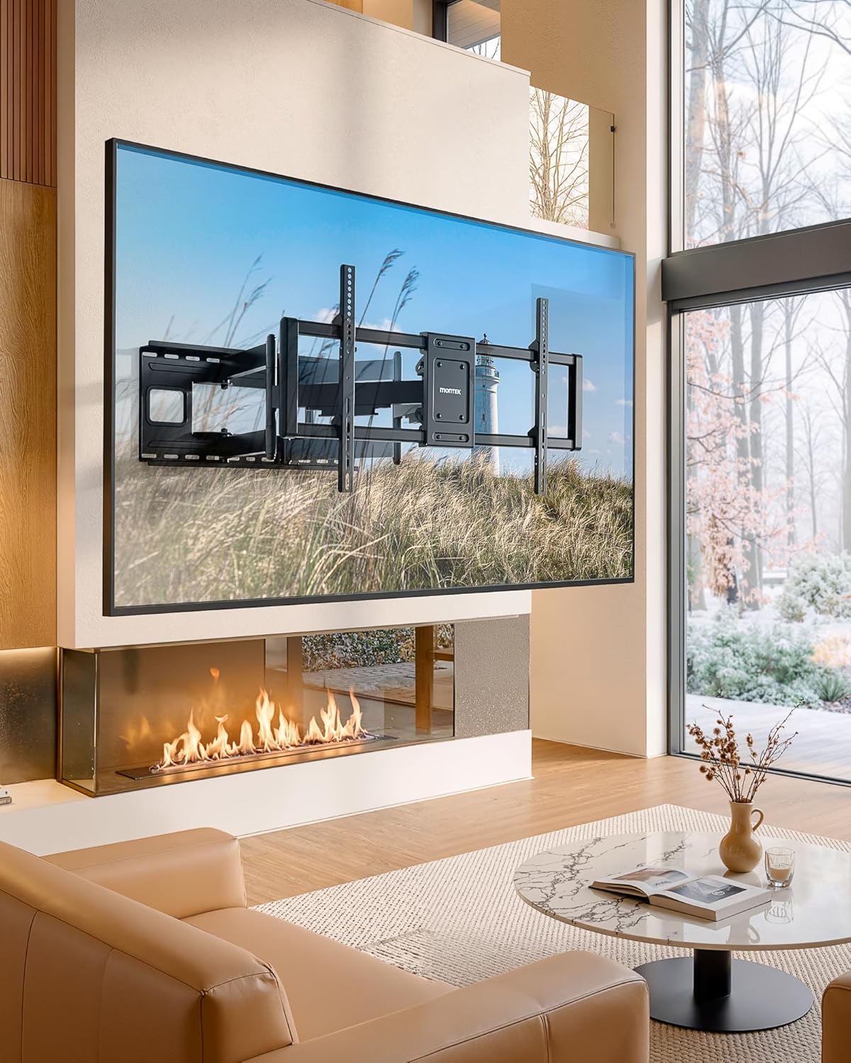 monTEK Heavy Duty Full Motion TV Wall Mount for 43-98 Inch Large TVs Hold up to 265 lbs, Extra Long 27.7" Extension Articulating Arm Bracket, Fits 16" 18" 24" Wood Studs, Max VESA 800x400mm