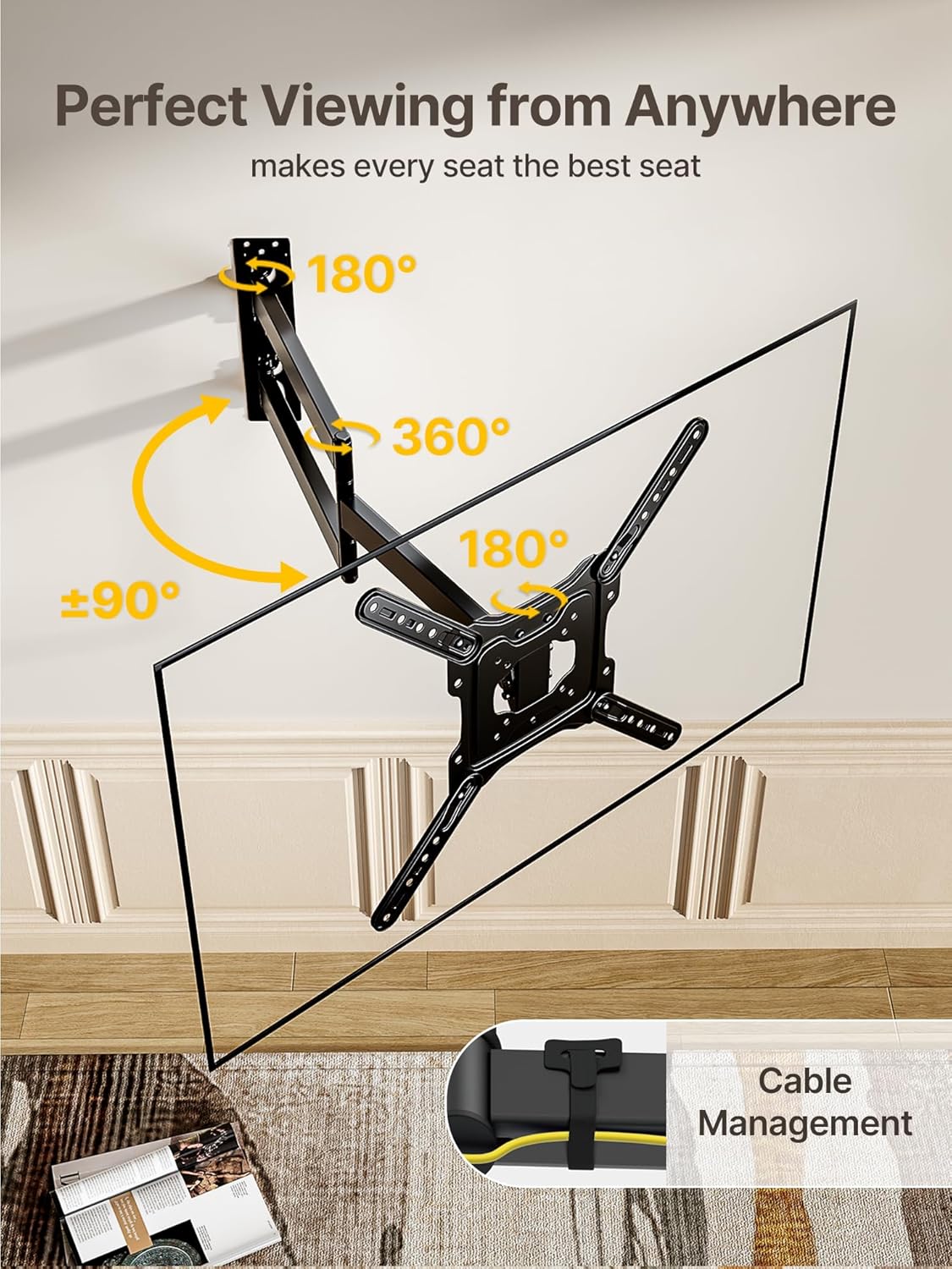 monTEK Long Arm TV Wall Mount for Most 23-65 Inch TVs, 29 Inch Long Extension TV Mount Swivel and Tilt, Full Motion Wall Mount Tv Bracket Fit Max VESA 400 x 400mm, Up to 77 lbs
