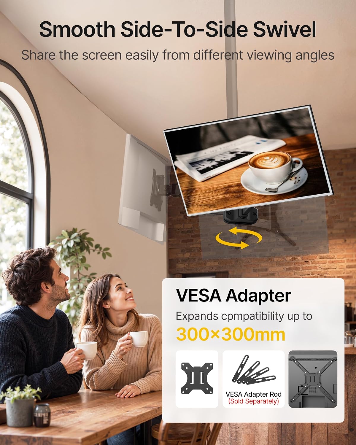 monTEK Universal VESA Steel Pole Mount Full Motion Monitor Arm, Fits 17 to 32 Inch Screens with Removable 75x75/100x100 VESA Plate, Holds Up to 10kg/22lbs, Black Clamp Mount with Cable Management