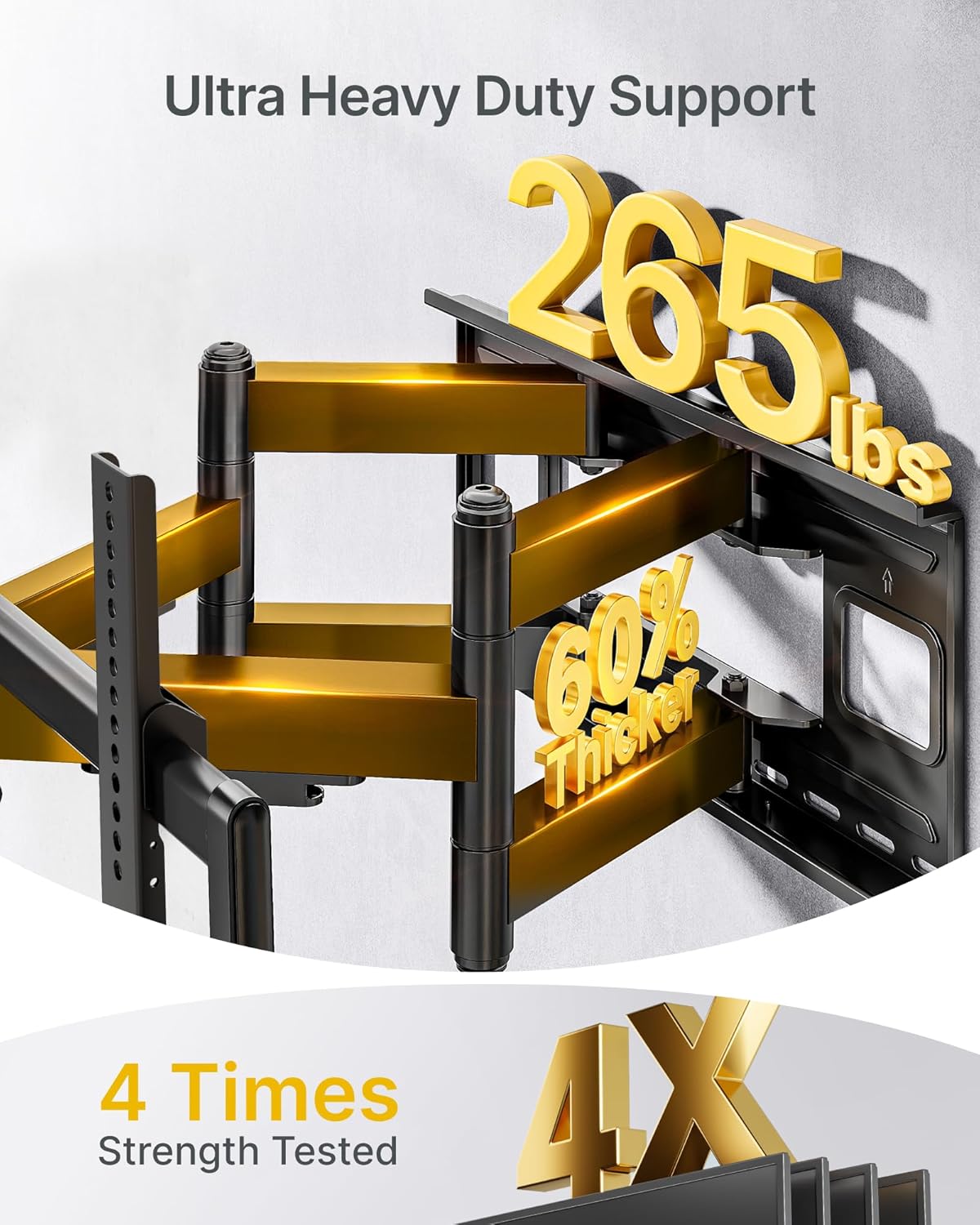 monTEK Heavy Duty Full Motion TV Wall Mount for 43-98 Inch Large TVs Hold up to 265 lbs, Extra Long 27.7" Extension Articulating Arm Bracket, Fits 16" 18" 24" Wood Studs, Max VESA 800x400mm