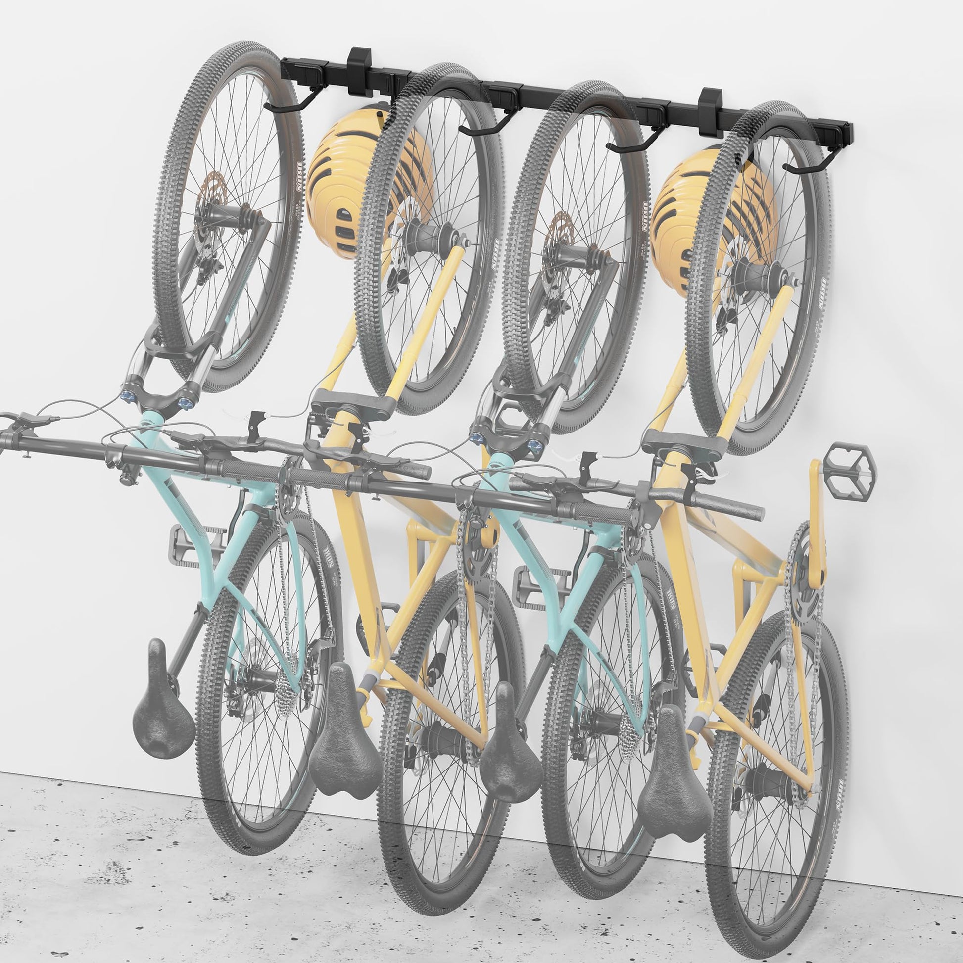 monTEK Enhanced Garage Bike Rack, Adjustable 6 Bike Hangers for Garage, Equipped with 78.5in Extended Rail to Accommodate Various Bicycle Sizes, Heavy-Duty Steel Bike Wall Mount, Max Capacity 330 lbs