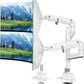 monTEK Dual Monitor Arm for up to 57" and 59.4 lbs Ultrawide Screen, Aluminum Heavy-Duty Gas Spring Vertical Stackable Curved Screen Adjustable Monitor Stand, 75/100mm Vesa Mount, White
