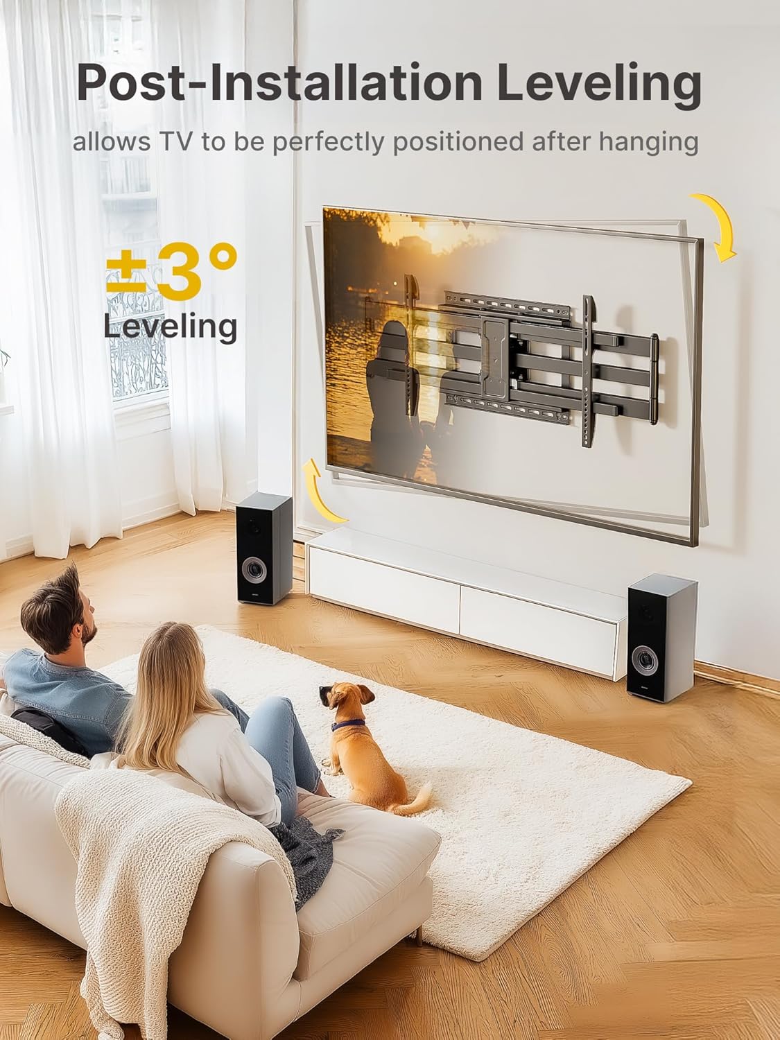 monTEK Long Arm TV Wall Mount for 43-90 Inch TVs, 42.5 Inch Extension, Swivel and Tilt, Full Motion, VESA 800 x 400mm, 132 lbs, 16',18' Studs