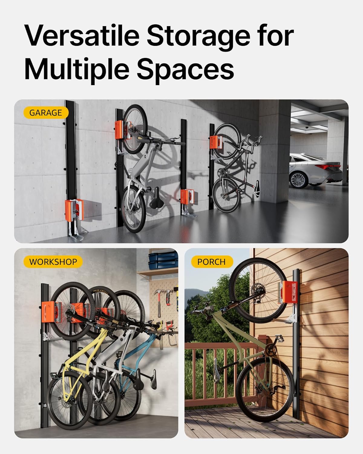 monTEK Automatic Lift EBike Rack – Fits 24-29" Tires, Heavy-Duty Vertical Wall Rack for Bicycles (Up to 71 lbs) - Effortless Lifting, Easy Install - Space-Saving Storage for Garage, Shed