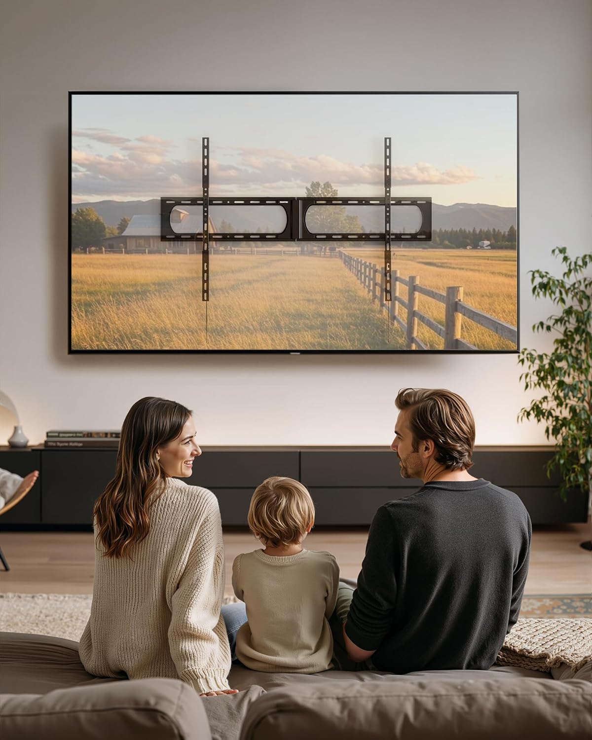 monTEK Heavy Duty XXL Fixed TV Wall Mount for 37–140" Flat & Curved TVs up to 300 lbs, 4× Load Tested, 1.25" Ultra Slim Low Profile Bracket, Fits 16"/18"/24" Wood Studs,VESA 1200×800mm TM1007W-XLF