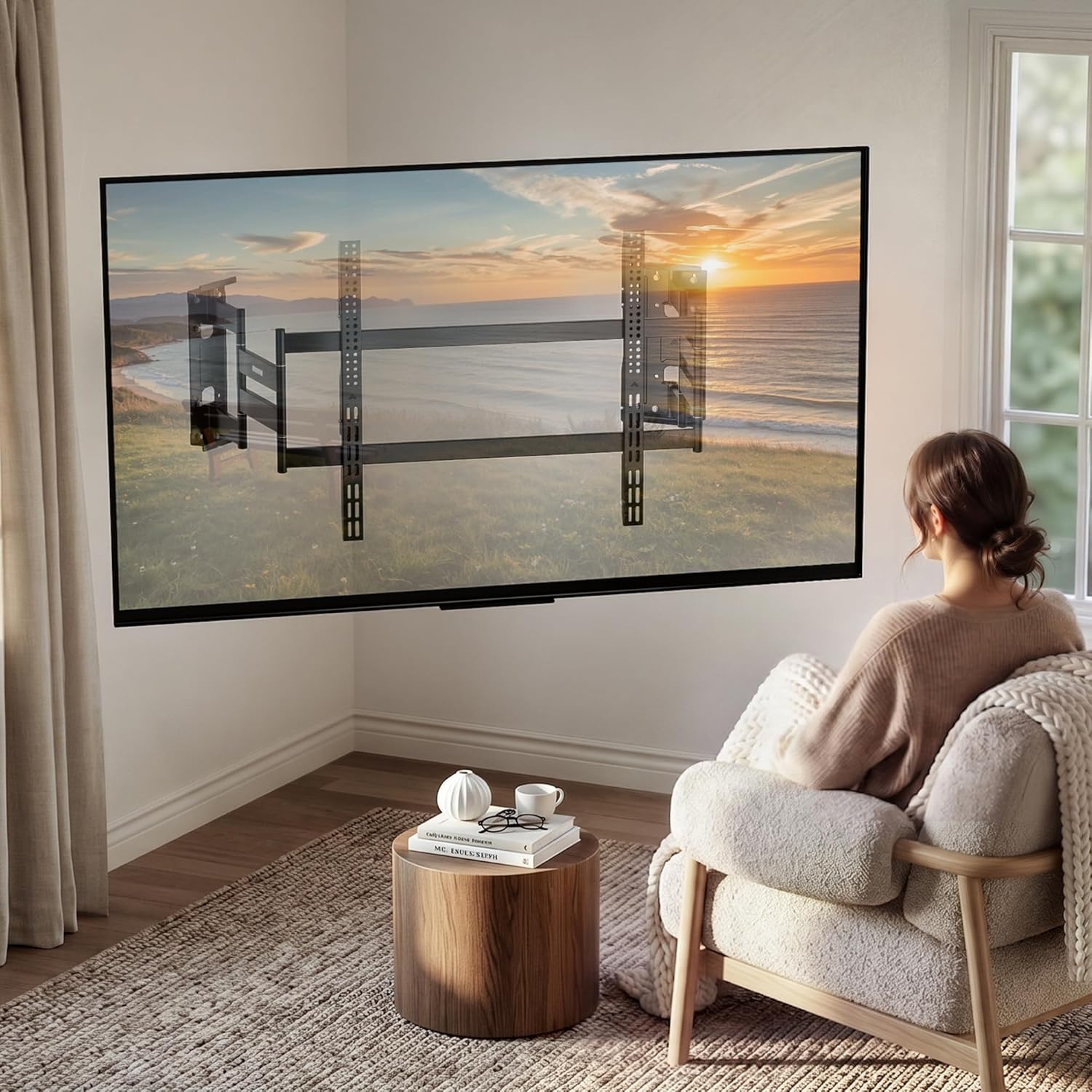 monTEK Heavy Duty Corner TV Wall Mount for 65-100 Inch Large TVs, Full Motion TV Bracket with 19.3" Long Articulating Arm, Dual TV Wall Arm up to 275lbs Perfect for Office, Gym, Max VESA 800x600mm