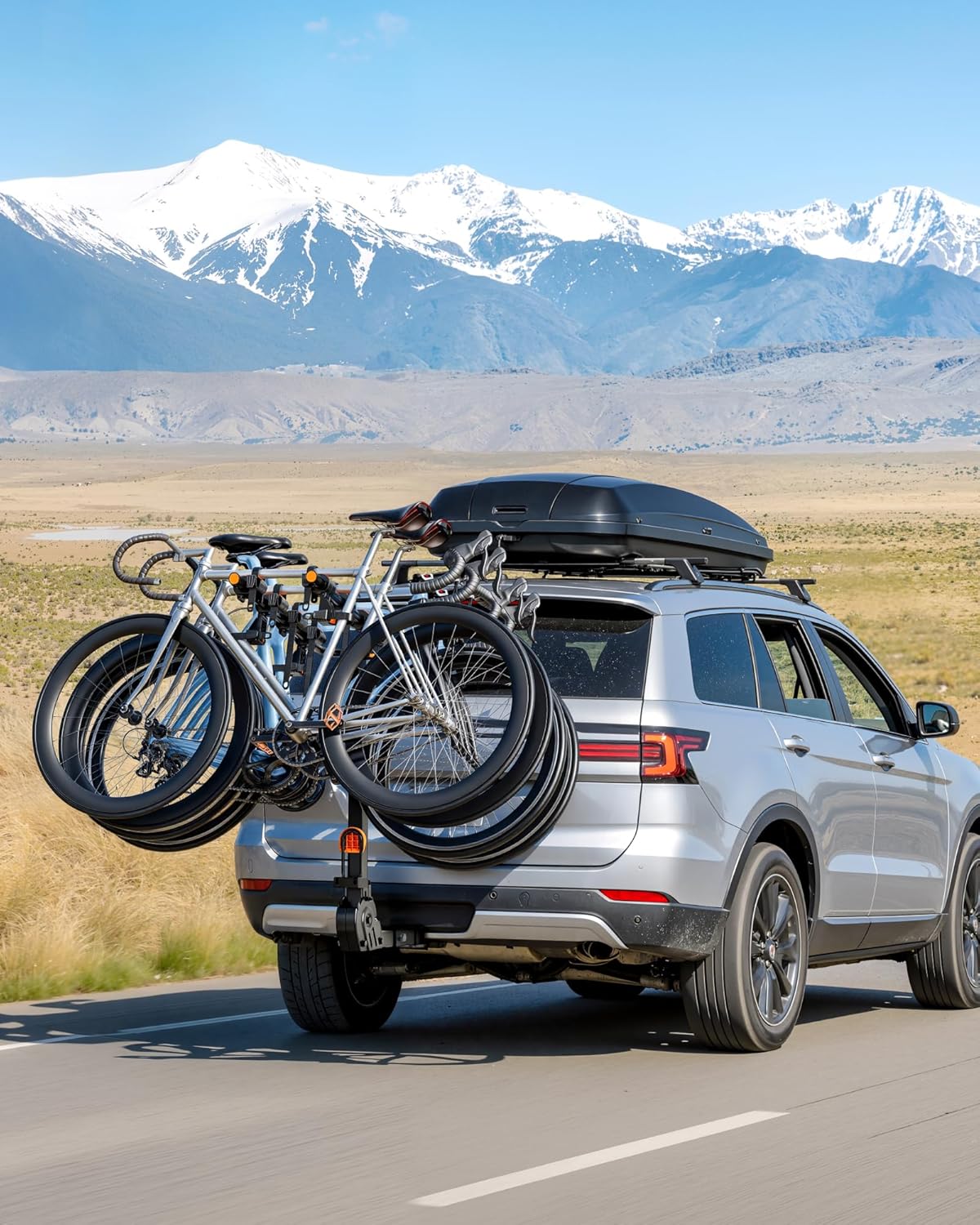 monTEK Premier Locking Quick Release 4-Bike Rack for Cars, Trucks, SUVs with 2” Hitch, Quick Foldable & Tiltable Bike Rack Hitch,3mm Thick Heavy-Duty Steel Frame&High-Secure Straps Hitch Bike Rack