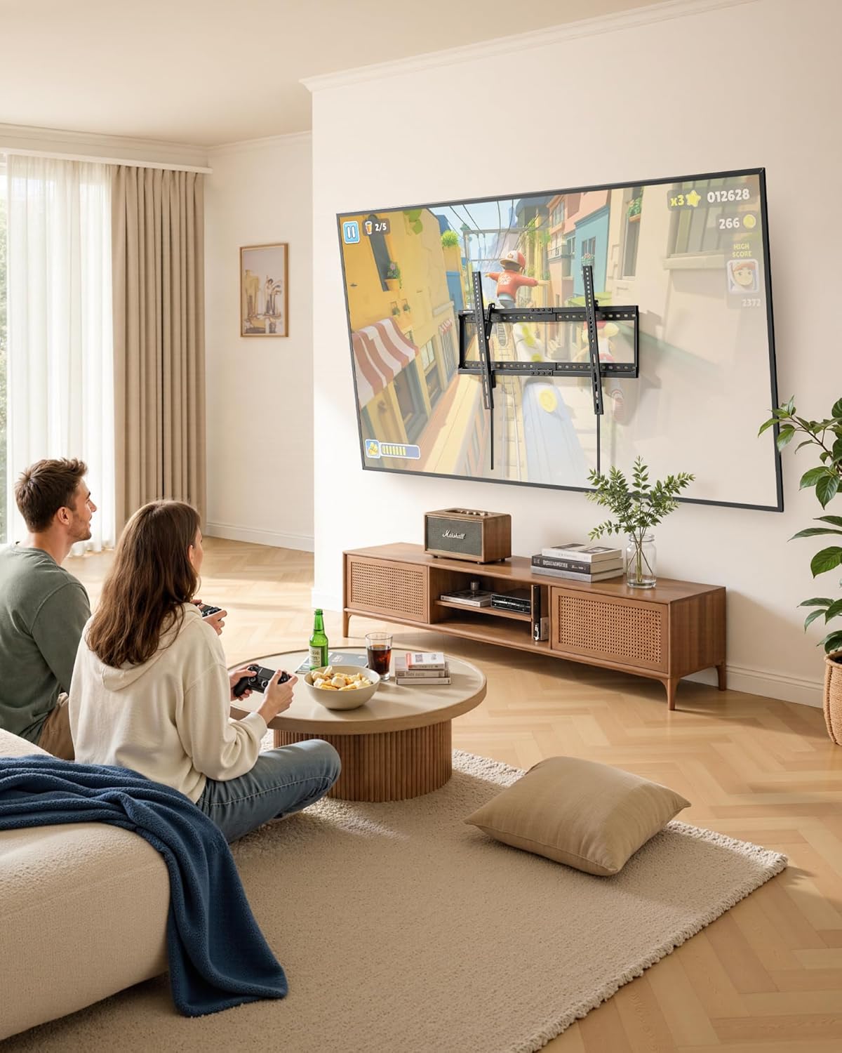 monTEK Heavy Duty TV Wall Mount Tilting Low Profile TV Bracket for 37-86 Inch Flat Screen Curved TVs, Anti-Glare Tilt TV Mount Fits 16"/18"/24" Studs, Max VESA 600x400mm, Holds up to 165 lbs