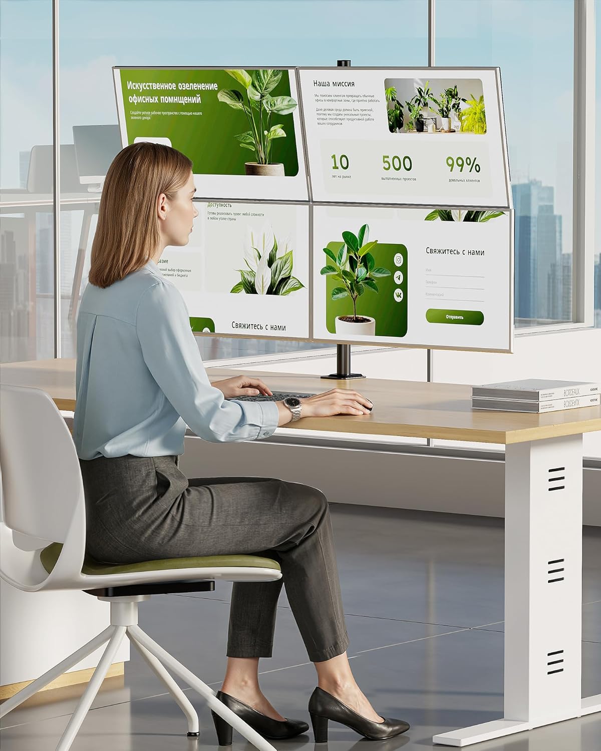 monTEK Quad Monitor Stand Mount, Fully Adjustable Desk Mount for 4 Screen up to 17”-32” and 22lbs Capacity Each Arm, Stable Monitor Arm with C Clamp and Grommet Base, VESA 75x75mm/100x100mm