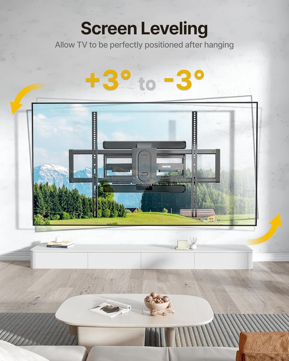 monTEK Heavy Duty Full Motion TV Wall Mount for 43–100 Inch TVs, Pre-Assembled Bracket with Tool-Free Tilt, Swivel & Extension, Max VESA 800x600, 150lbs 4X Strength Tested, Fits 16/18 Inch Studs