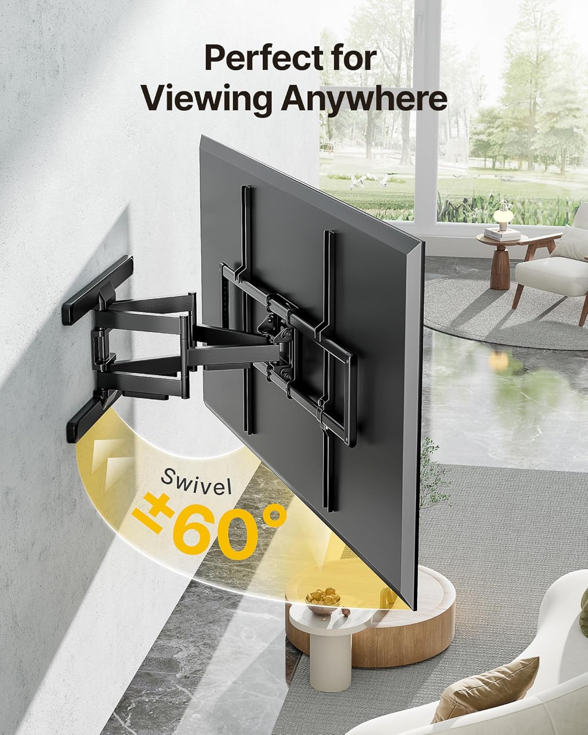 monTEK Heavy Duty Full Motion TV Wall Mount for 43–100 Inch TVs, Pre-Assembled Bracket with Tool-Free Tilt, Swivel & Extension, Max VESA 800x600, 150lbs 4X Strength Tested, Fits 16/18 Inch Studs
