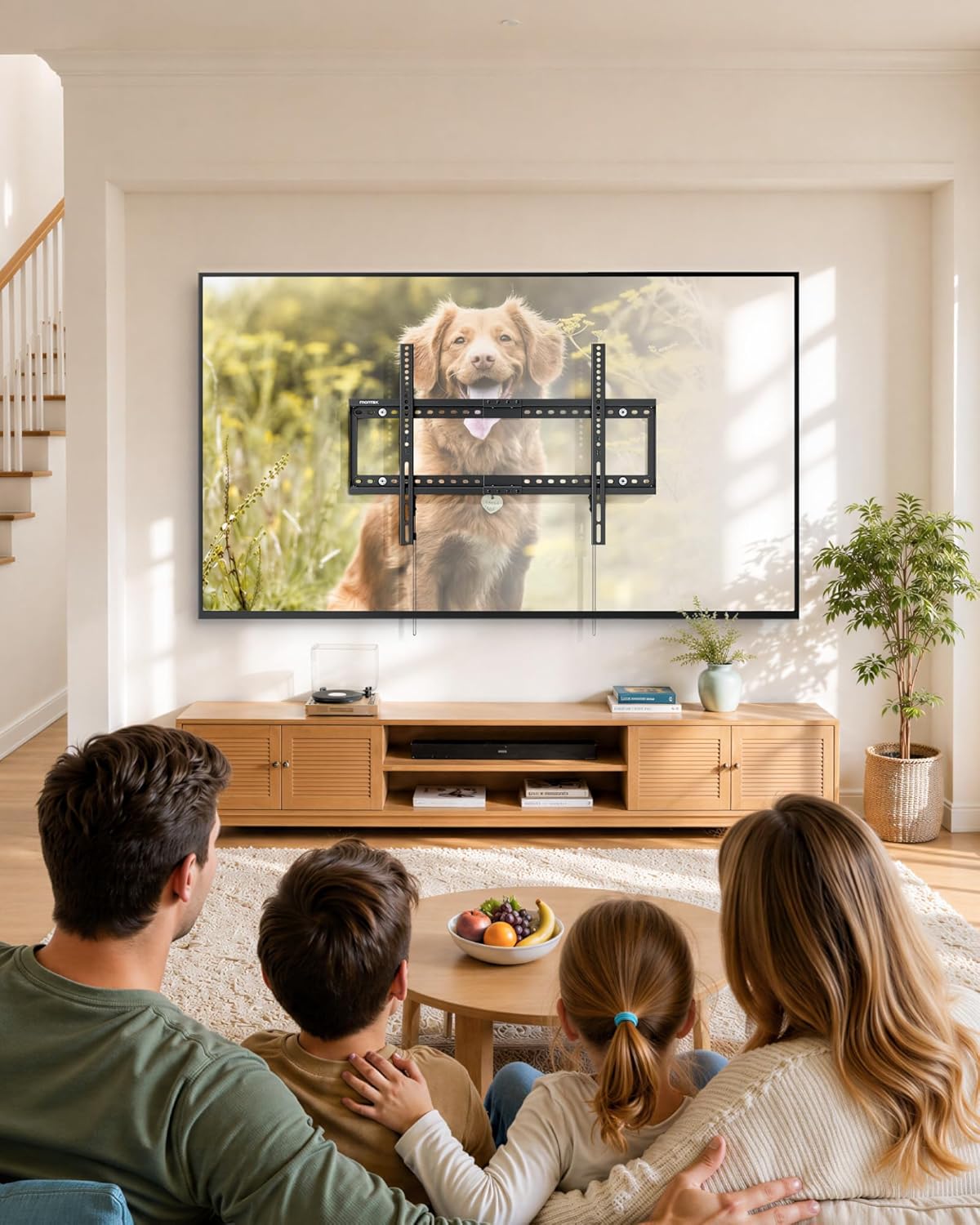 monTEK Fixed TV Wall Mount for 37-86 Inch Flat Curved TVs, Heavy Duty Low Profile Flush TV Mount Bracket Max VESA 600x400mm & 165 lbs Capacity, Fits 16"/18"/24" Wood Studs