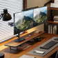 monTEK Stable Freestanding Dual Monitor Stand for 17–32” Computer Screens, Heavy-Duty Desk Mount with 22 lbs per Arm, Fully Adjustable Brackets and Arms, Solid V-Shaped Base, VESA 100×100mm Max