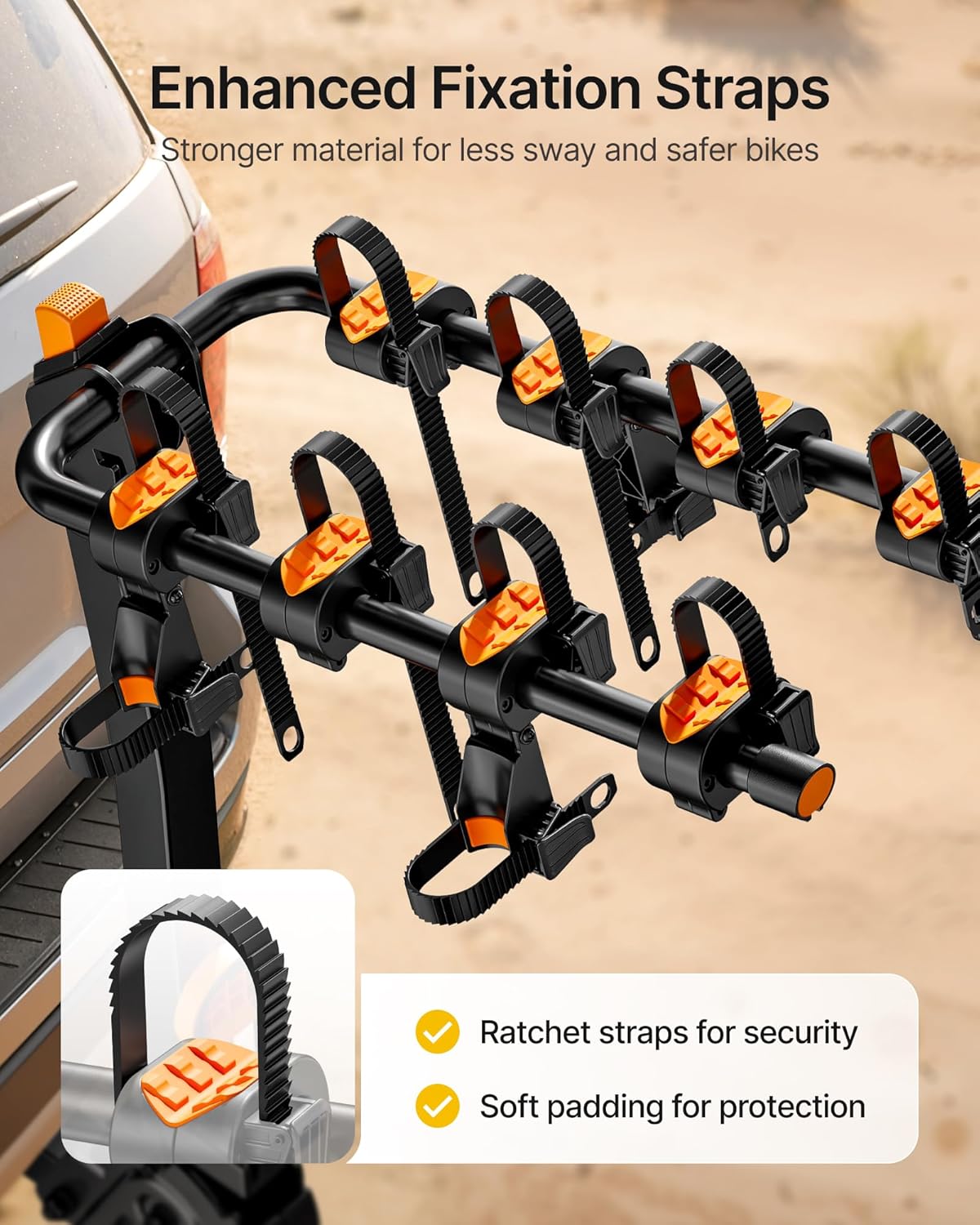 monTEK Premier Locking Quick Release 4-Bike Rack for Cars, Trucks, SUVs with 2” Hitch, Quick Foldable & Tiltable Bike Rack Hitch,3mm Thick Heavy-Duty Steel Frame&High-Secure Straps Hitch Bike Rack