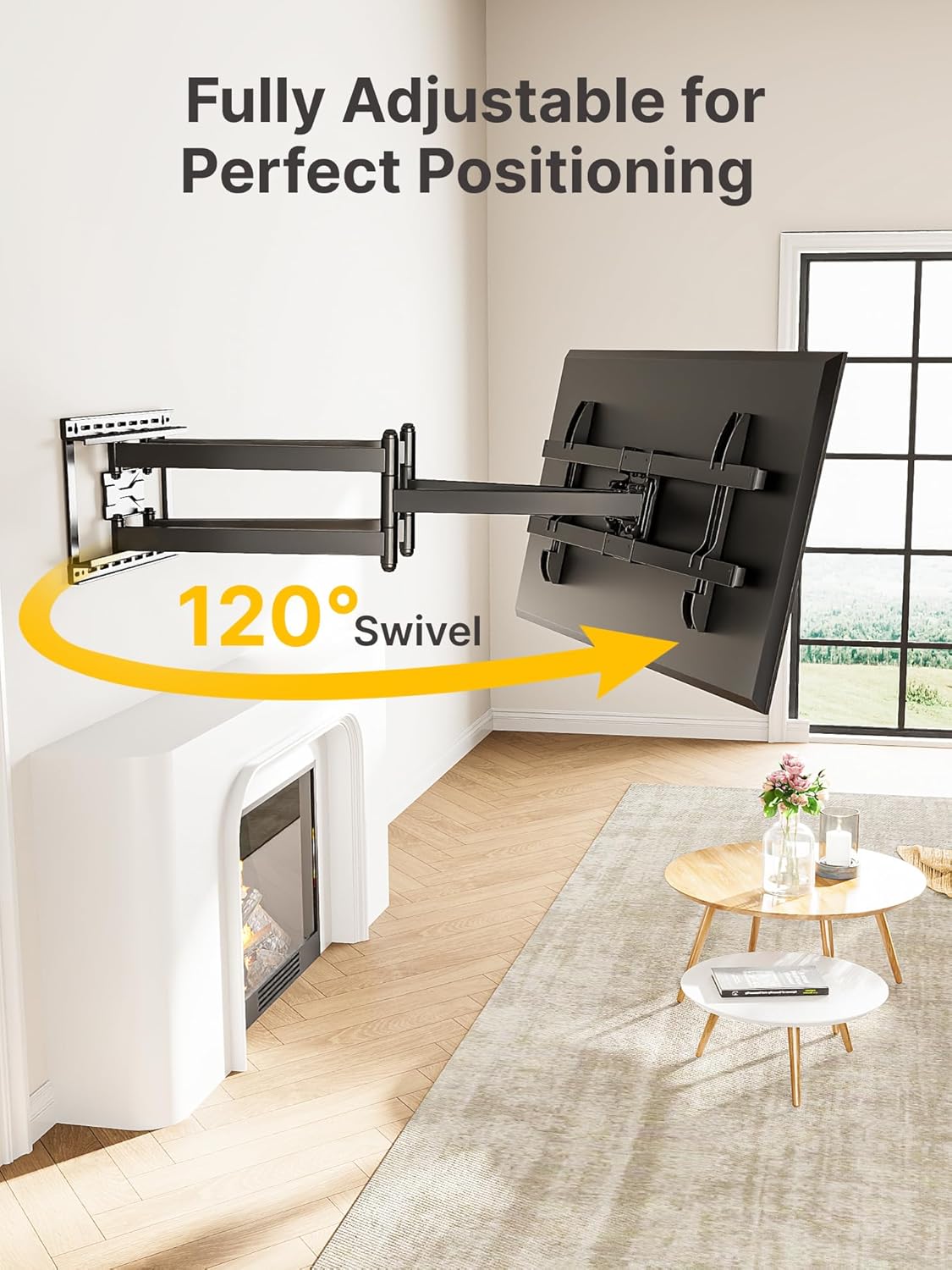 monTEK Long Arm TV Wall Mount for 43-90 Inch TVs, 42.5 Inch Extension, Swivel and Tilt, Full Motion, VESA 800 x 400mm, 132 lbs, 16',18' Studs