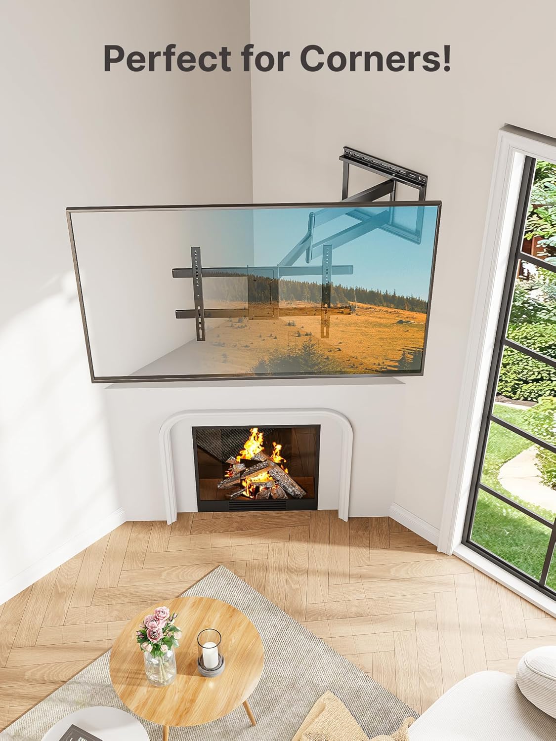 monTEK Long Arm TV Wall Mount for 43-80 Inch TVs, 42 Inch Extension, Swivel and Tilt, Full Motion, Max VESA 600 x 400mm, Up to 110 lbs, 16',18' Studs