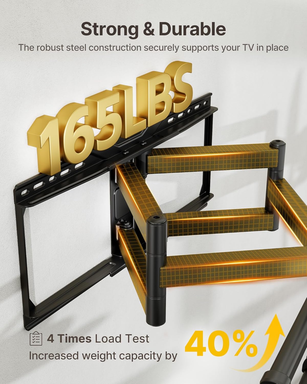 monTEK Heavy Duty TV Wall Mount for 50-100 Inch TVs up to 165 lbs, 4X Load Tested, Dual Arms Full Motion Bracket with Tool-Free Tilt, Swivel & Extend, Max VESA 900x600mm, Fits 12"/16"/18"/24" Studs