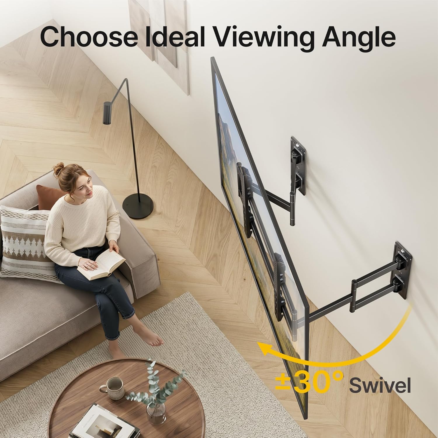 monTEK Full Motion Corner TV Wall Mount for 55-90 Inch LCD LED Flat Curved TVs, Heavy Duty TV Wall Mounts with 176lbs Weight Capacity, Dual TV Wall Arm Perfect for Corner, Bedroom, Max VESA 600x400mm