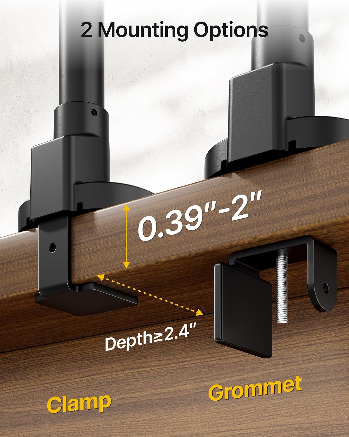 monTEK Single Monitor Arm with Pole, Aluminum Heavy-Duty Height Adjustable Desk Stand for 17″–40″ Ultrawide Computer Screens,Full Motions Arm Mechanical Spring Holds Up to 26.4lbs, VESA 75/100,Black