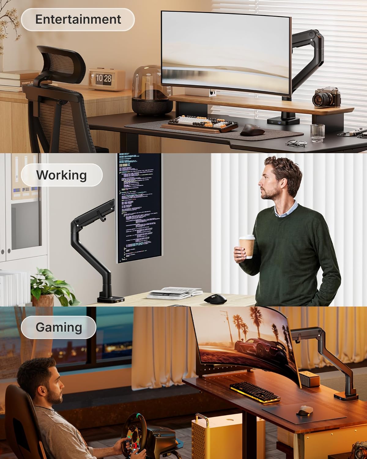 Single Monitor Arm with USB A/C f for 17