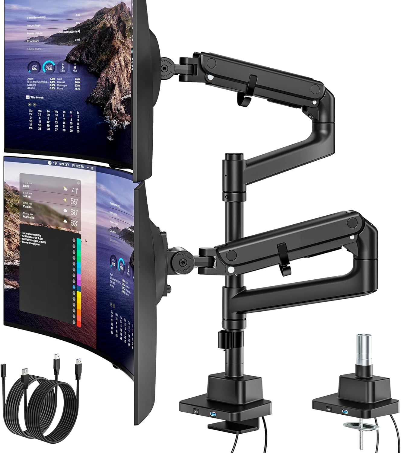 Heavy-Duty Monitor Arm for 17-57" Screens | MA1001UCPBK-D