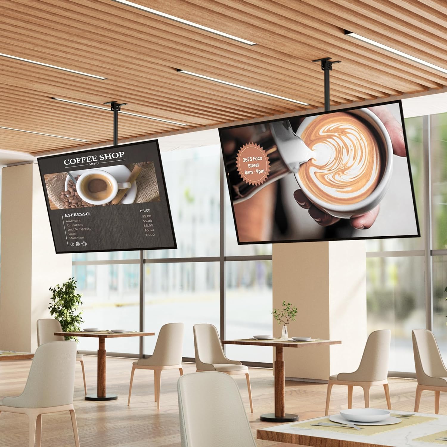 monTEK Ceiling TV Mount for 37-86 inch Flat Screen Displays, Hanging Adjustable Ceiling TV Bracket Fits Most LCD LED OLED 4K TVs, Pole Ceiling Mount Holds up to 110lbs, Max VESA 600x400mm, TM1009C-L