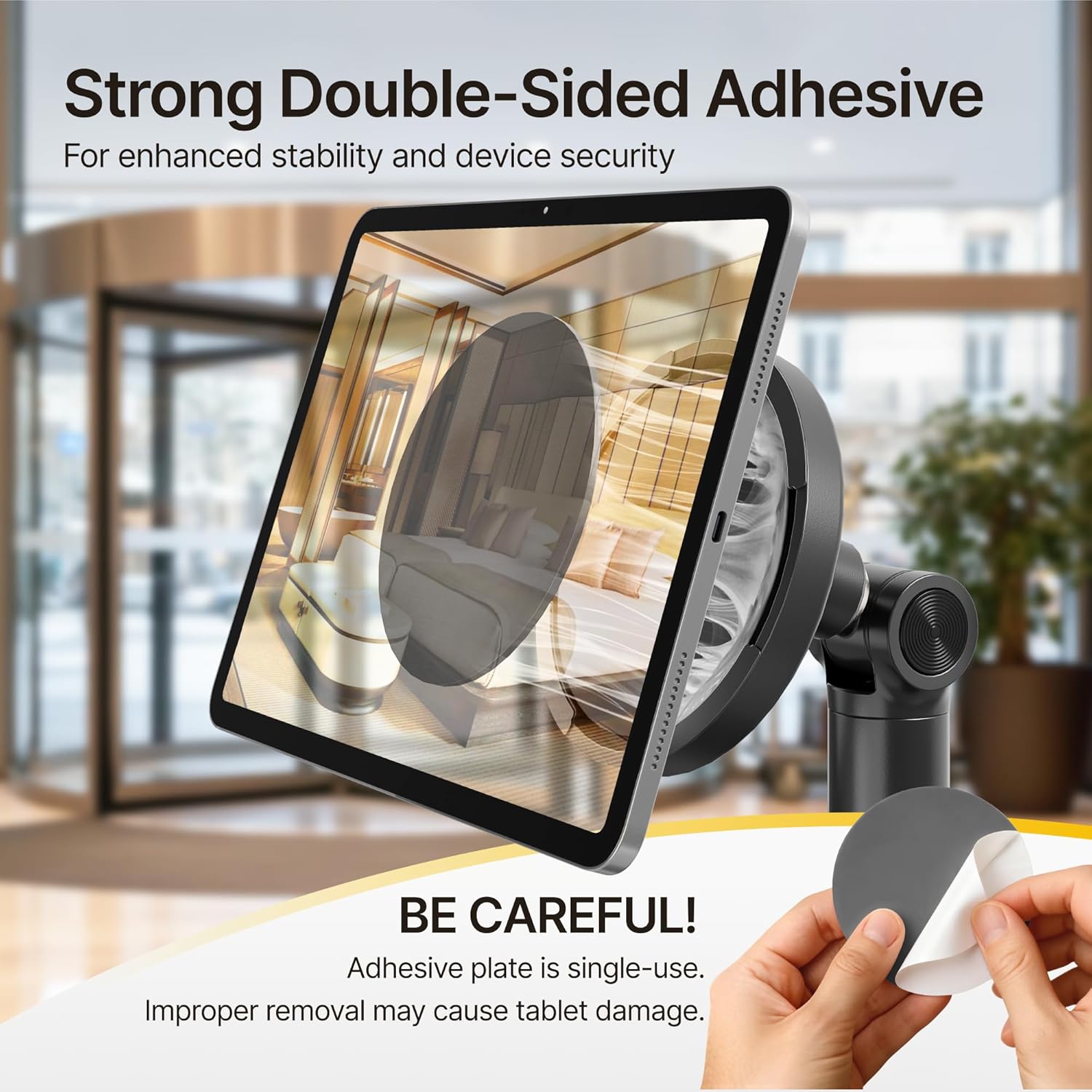monTEK Anti-Theft Tablet Floor Stand, Frameless Universal Tablet Kiosk with Security Lock Fit 7-15” Screen, Height Adjustable Mount Compatible with Gen 7 to 10 /iPad Pro/Air/Mini/Samsung Tab, Black
