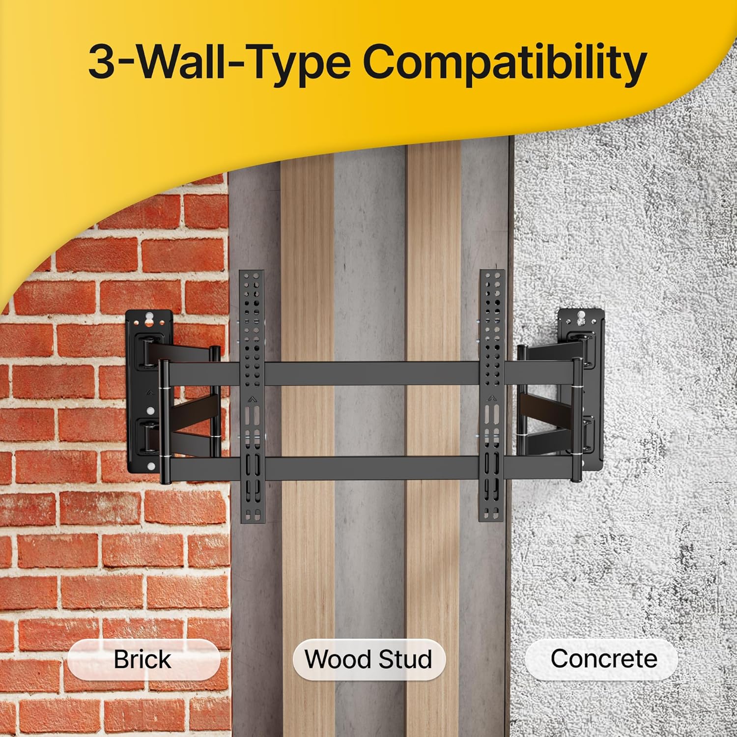 monTEK Full Motion Corner TV Wall Mount for 55-90 Inch LCD LED Flat Curved TVs, Heavy Duty TV Wall Mounts with 176lbs Weight Capacity, Dual TV Wall Arm Perfect for Corner, Bedroom, Max VESA 600x400mm