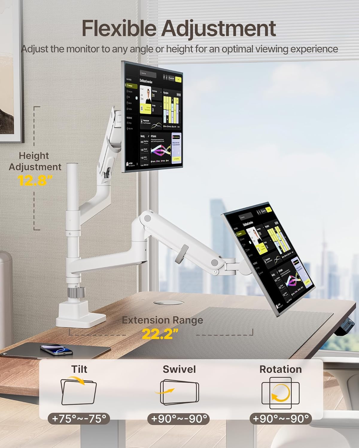Heavy-Duty Dual Monitor Arm for 17