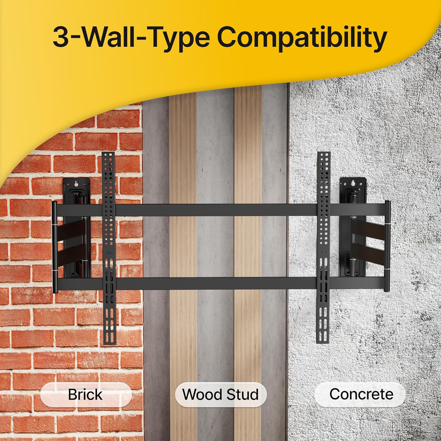 monTEK Heavy Duty Corner TV Wall Mount for 75-120 Inch Large TVs, Full Motion TV Bracket with Long Extension Articulating Arm, Dual TV Wall Arm up to 300lbs Perfect for Office, Max VESA 1000x600mm