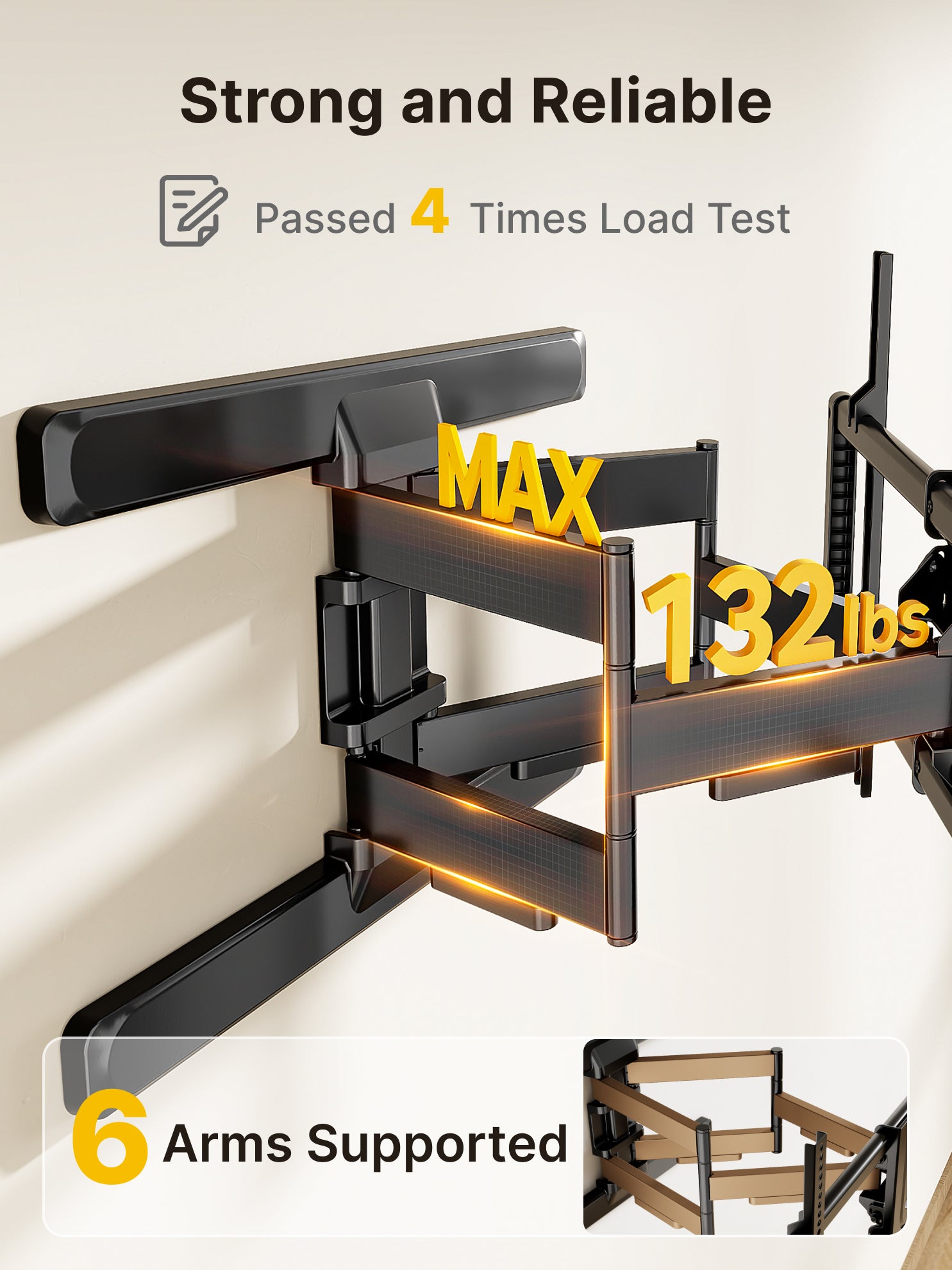 Full Motion TV Wall Mount for 43–95 Inch TVs | Heavy Duty Swivel